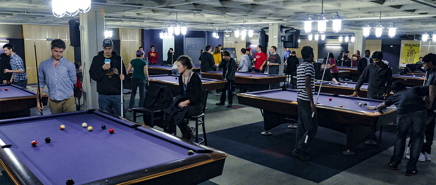 people gathered at bullpen to play billards