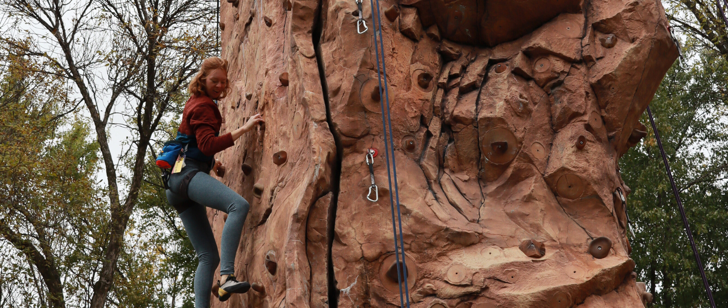 a person climbing a rock wall