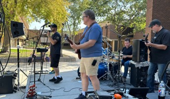 a group of people playing instruments