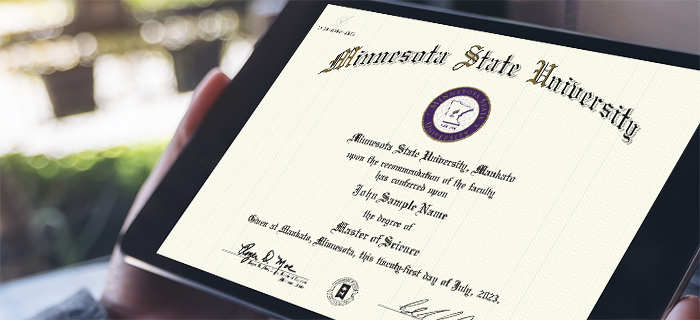 Digital Representation of Minnesota State University, Mankato dipolma