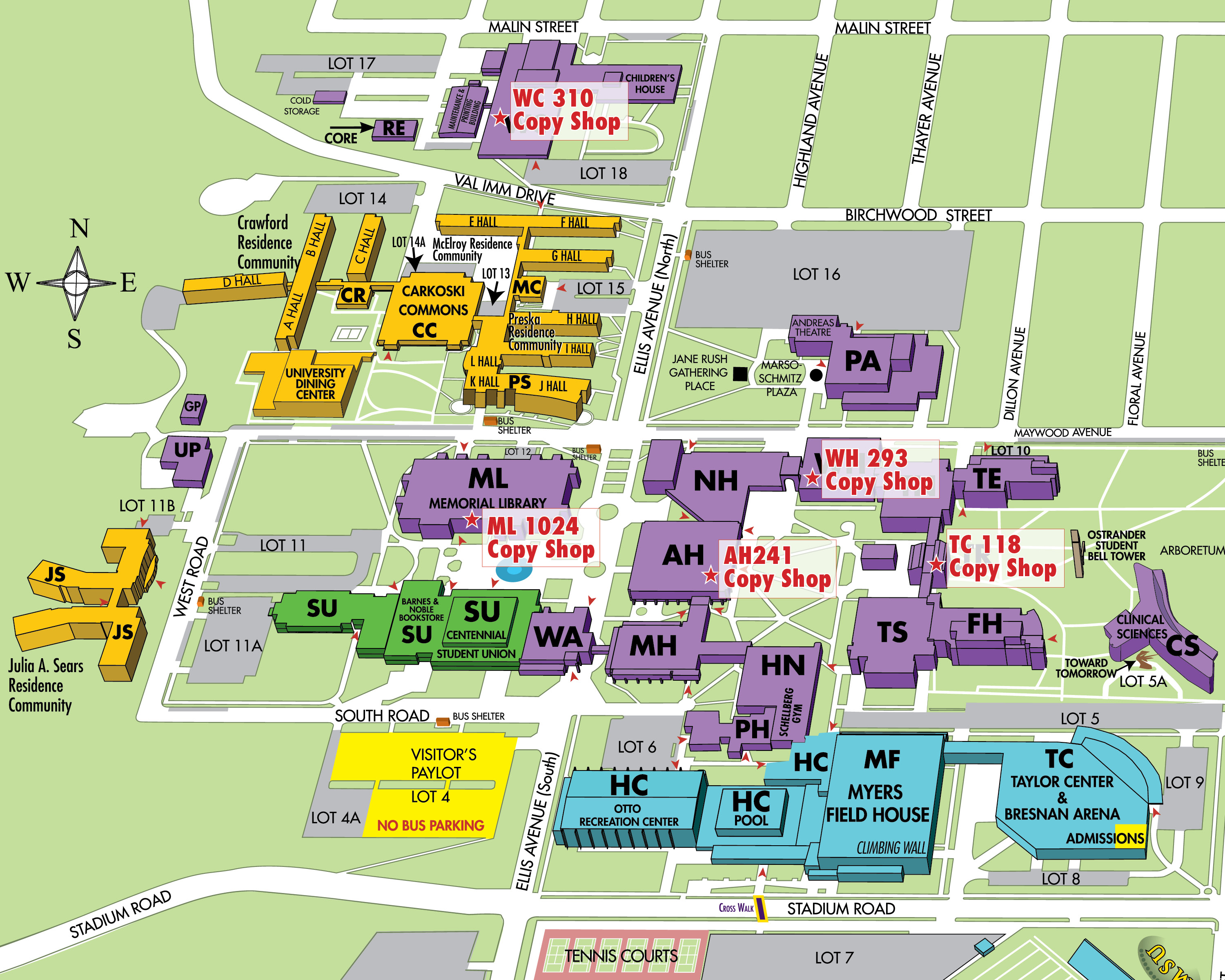 University Map showing Copy Shops