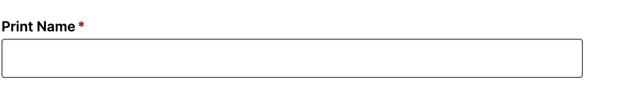 Screenshot of the Printed Name textbox from Watermark Tenure and Promotion Workflow