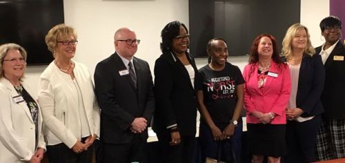 Participants in a May 24, 2021, signing ceremony at South Central College