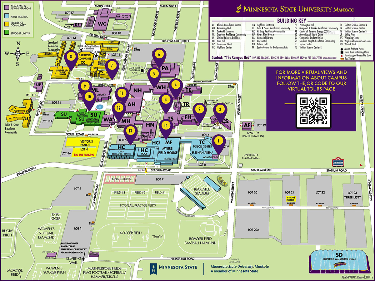 mnsu mankato self guided tour map