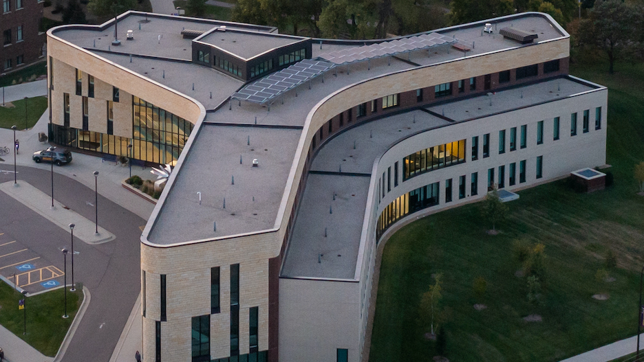 a building with a curved roof