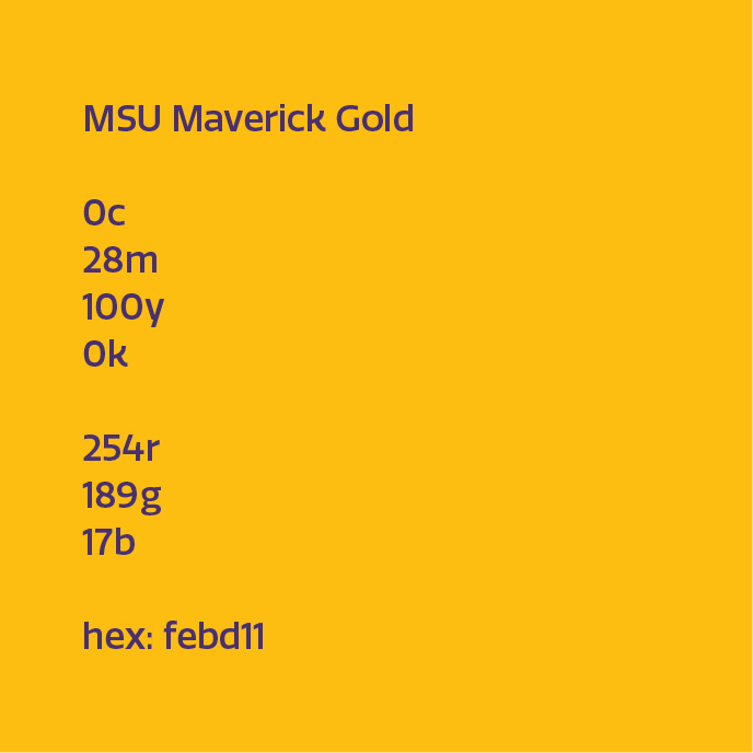 MSU Maverick gold color hex: febd11