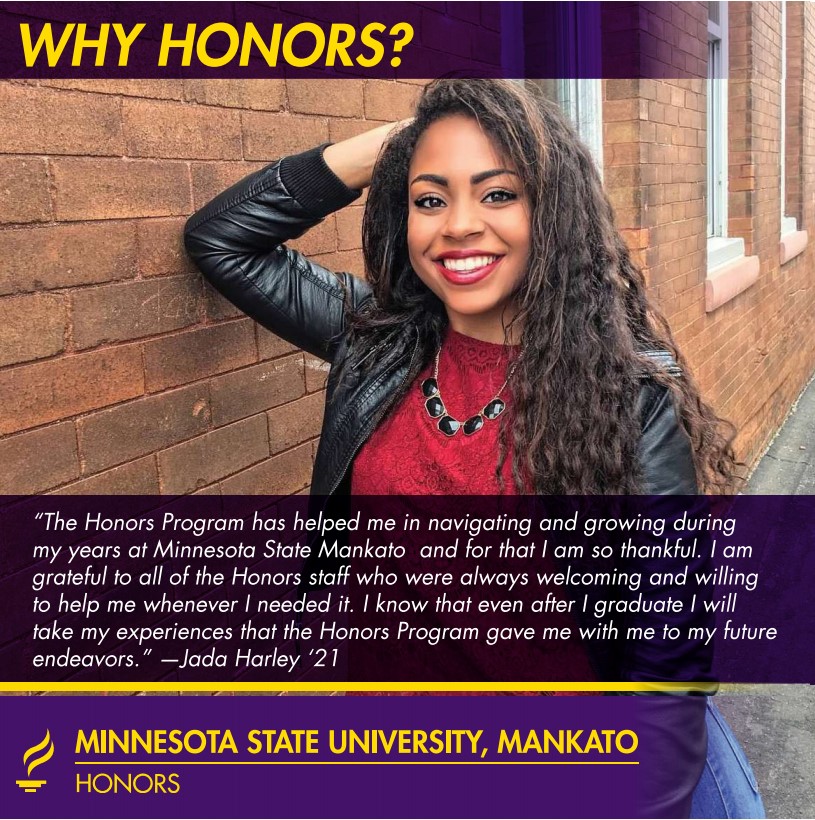 Jada Harley in the spotlight of how the Honors Program has helped her