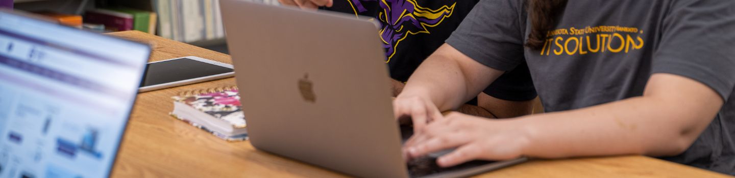 Students using laptops in the library