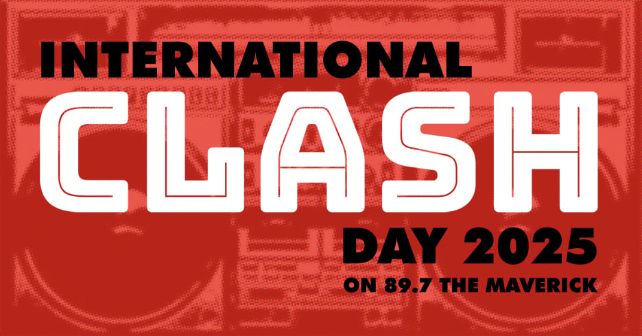 A red boombox with the words International Clash Day 2025 on 89 seven the Maverick over it