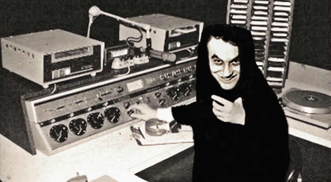 Radio Disc Jockey Mad Daddy at the control board