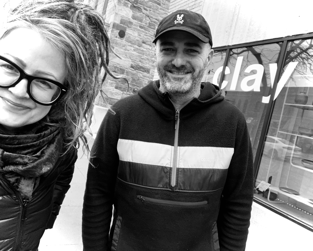 Ann Rosenquist Fee and Michael Calahan in front of the Arts Center of Saint Peter