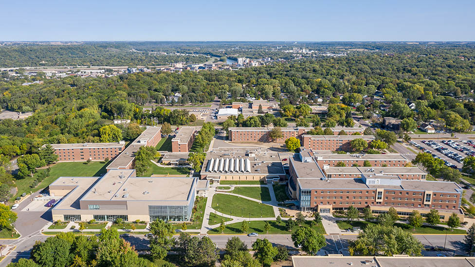 Arial photograph of the Minnesota State University, Mankato Campus