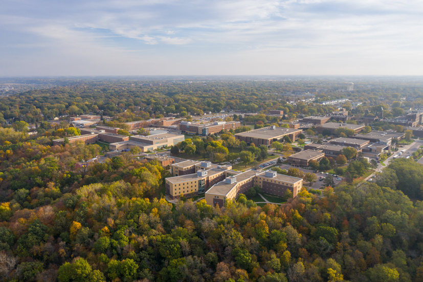 MSU campus building from above.