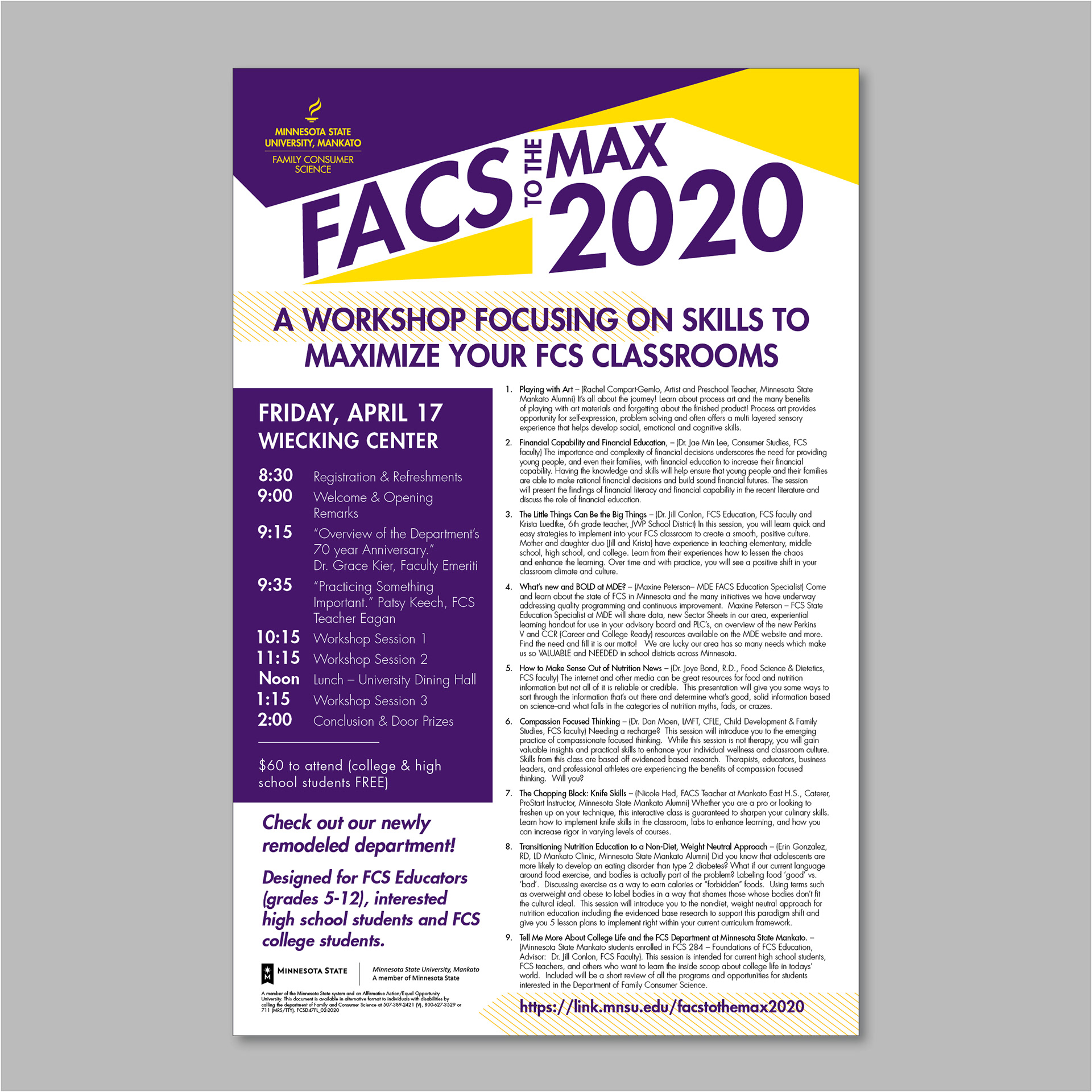 Facs to the max 2020, a workshop focusing on skills to maximize your fcs clasroom poster