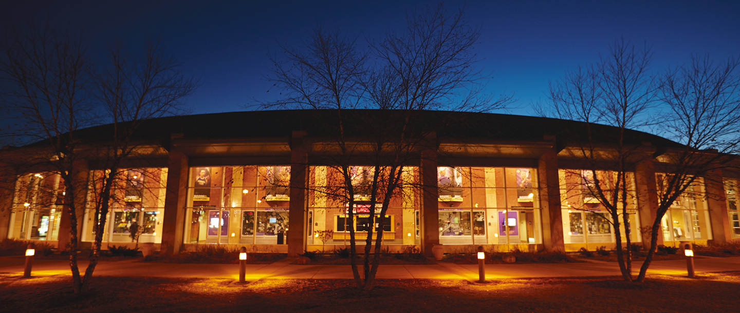 Evening view outside of the Taylor Center