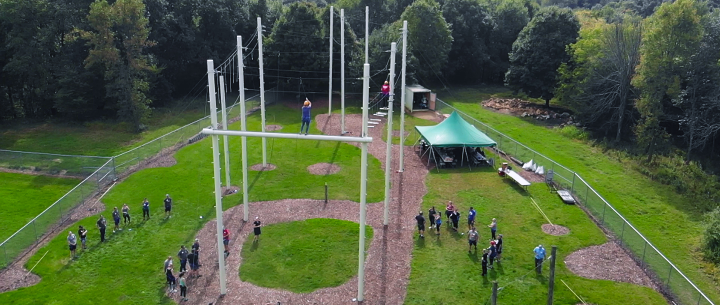 Group of students at the ropes course