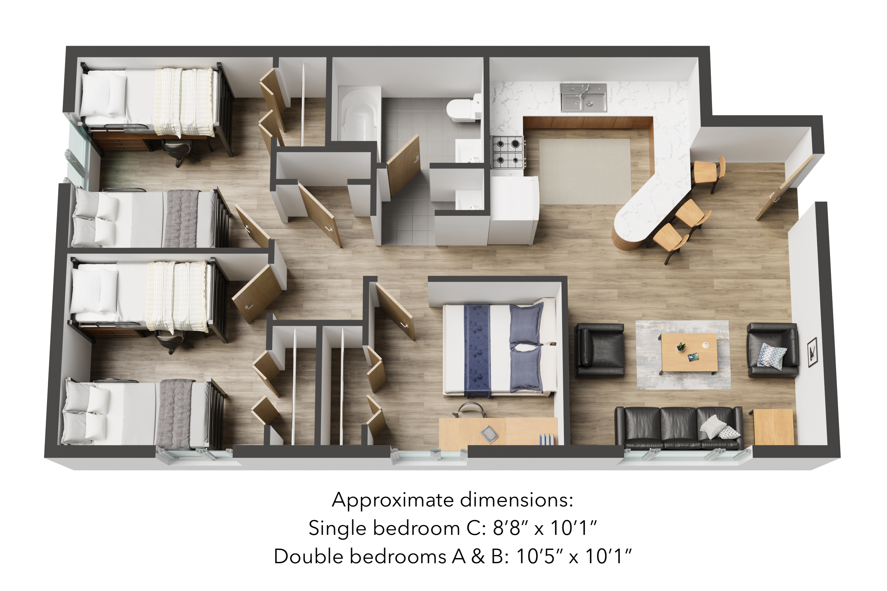 5-Person Apartment Rendering