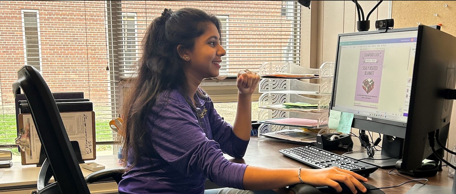 a person sitting at a desk with a computer